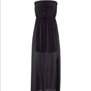H&M Black Strapless Side Slit Maxi Dress Size 8